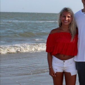 ASOS Coral Off Shoulder Top